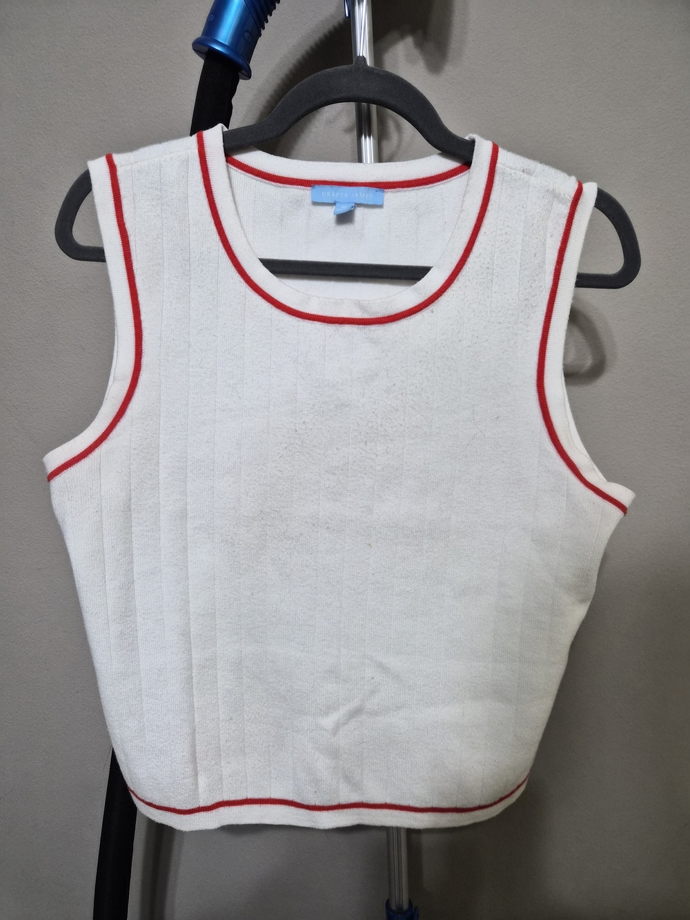 Draper James White Tank Top with Red Trim
